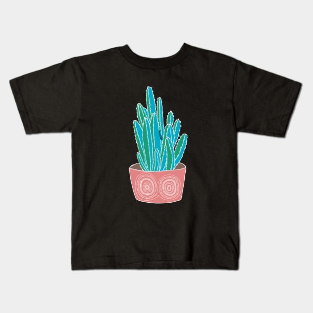 Succulent in clay pot Kids T-Shirt by Flyingrabbit